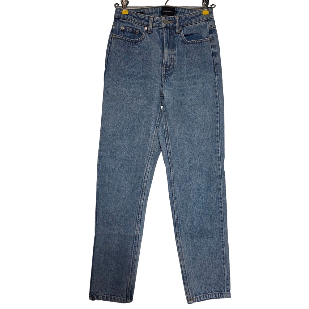 Frank And Oak Stevie Tapered High Rise Jeans Light Blue Organic Cotton Size 24
